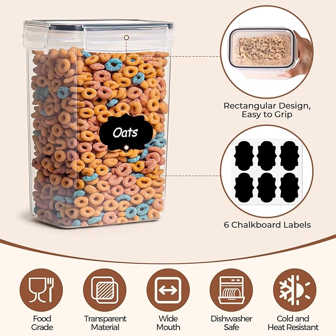 ComSaf Food Storage Containers with Lids Set of 3 (2L/67oz) (1.4L/47oz) (0.8L/27oz), Airtight Food Storage Containers, Plastic Canisters Sets for Kitchen, Pantry Organizers for Sugar, Cereal and Snack