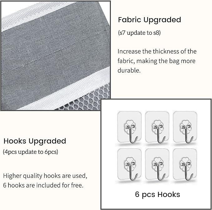 2pcs 3-pockets Large Wall Hanging Organizer Bag, Linen Fabric Door Hanging Storage Baskets with Pockets, Waterproof Bin for Kitchen, Bedroom, Office, RV Camper (Khaki-2pcs)