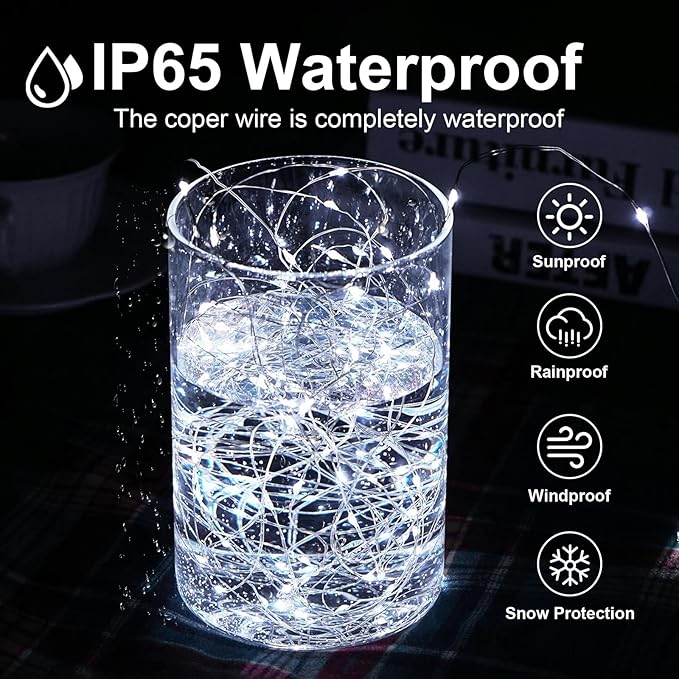 2Pack LED Fairy String Lights,16ft 50 LED with Remote and Timer, 8 Modes, USB Powered and Battery Powered String Lights for Bedroom Party Indoor Christmas Decoration