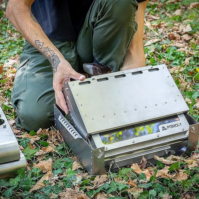 POMOLY Camping Tent Stove Wood Stove, Lumberjack Titanium Wood Burning Stove for Hiking, Cooking, Heating