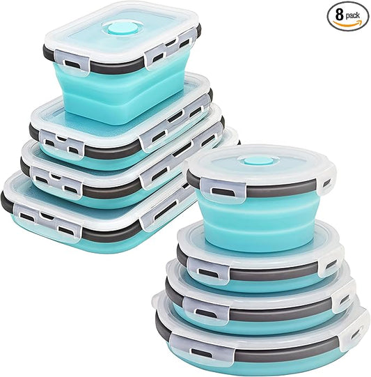8 Collapsible Food Storage Containers, Silicone Collapsible Food Storage Containers, Collapsible Food Storage Silicone, Rv Collapsible Bowls, Collapsible Storage Containers for Food Camping