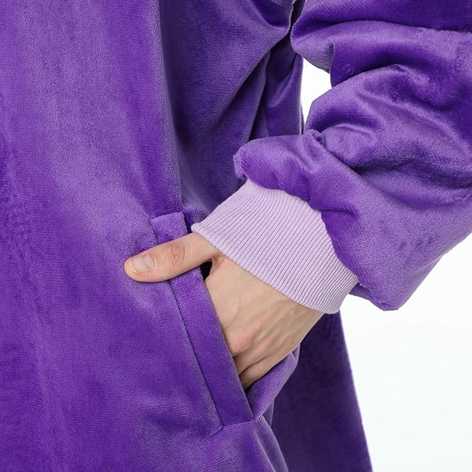LetsFunny Blanket Hoodie,Oversized Wearable Sherpa Fleece Blanket Sweatshirt,Super Soft Warm Cozy with Giant Pocket,Gifts for Women Men Adults Teenagers Kids, One Size Fits All