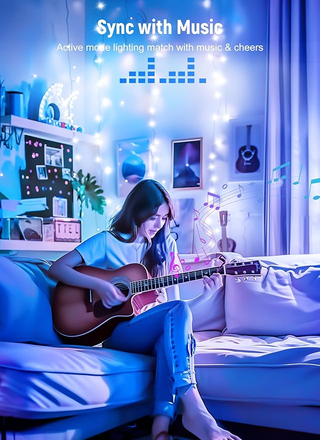 USB Fairy Lights Plug-in, 2 Pack Smart 33FT 100LEDs Bluetooth Twinkle Lights with Timer and Remote, App Control Starry String Lights 8 Modes for Wedding Party Indoor Christmas Decoration, Pure White