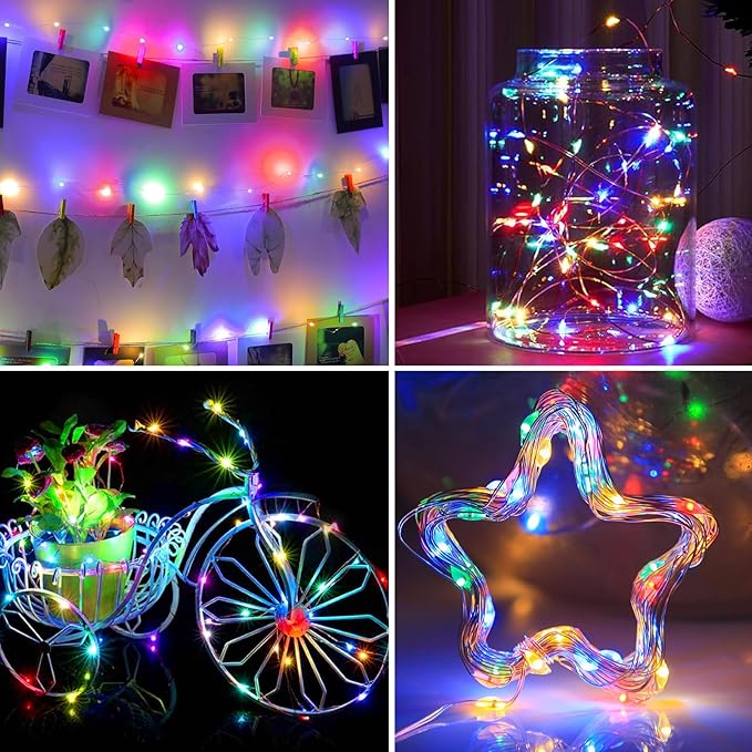 1Pack USB Plug in Fairy String Lights,16ft 50 LED Copper with Remote and Timer, 8 Modes Waterproof Twinkle String Lights Battery Powered for Bedroom Indoor Party Wedding Christmas Decoration