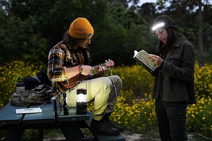 Night Buddy LED Headlamp Rechargeable Flashlight for Adults Camping Essentials Backpacking Lights 4X Brighter Other Headlight Headband Lamp 5 Light Modes Hiking Gear Must Haves (Headlamp + Lantern)