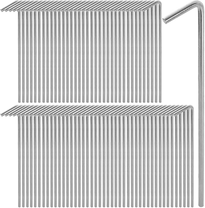 100 Pack Tent Stakes 6-3/4”Galvanized Steel Metal Tent Stakes Pegs, Garden Stakes Edging Fence Hooks Pegs for Camping, Shelters, Tarp, Canopies, Christmas Decoration Stakes