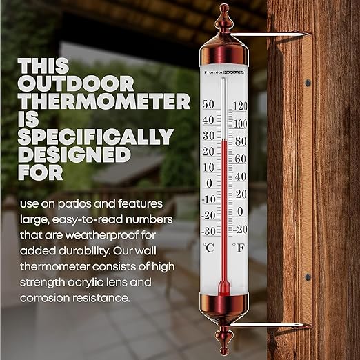 Steel Thermometer Indoor/Outdoor Waterproof Decorative (Adjustable Angle)