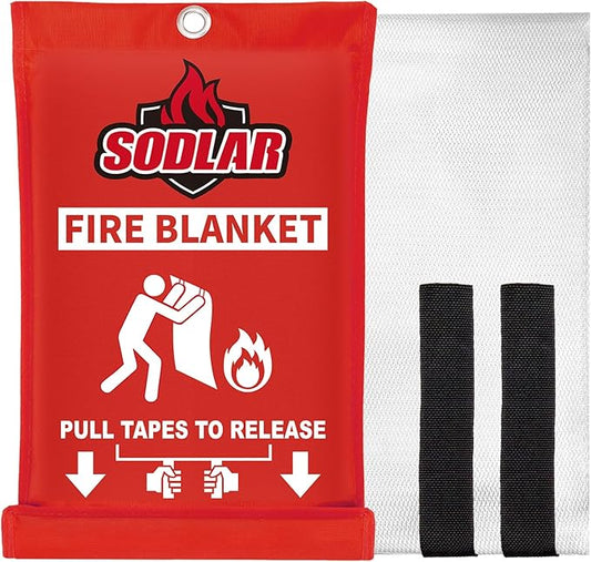 Fire Blanket Emergency for Home Kitchen - 40"x40" Fireproof Safety Protection Fiberglass Flame Retardant Blankets Survival Essential Kit for House Car Camping Outdoor Fireplace Grill BBQ - 1 Pack