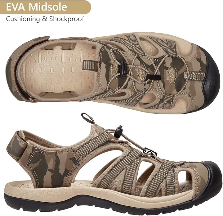 CAMELSPORTS Men's Hiking Sandals Closed Toe Outdoor Beach Sandal Waterproof Sport Fisherman Sandals Water Shoes