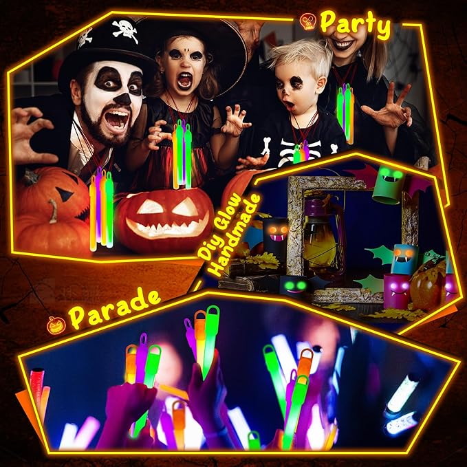 Lewtemi 4" or 6" 100 Pack Bright Glow Sticks Bulk, Glow in The Dark Party Supplies Birthday and Holidays Party Favors