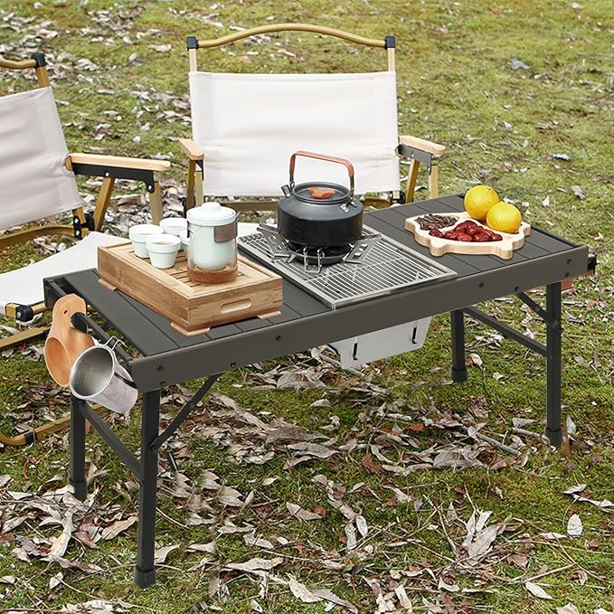 SUN-YE Charcoal Grill for IGT Table,Portable Grill with Carry Bag,Adjustable Furnace Burning Carbon Plate Height,Stainless Steel,Instantly Expands and Stores,1 Piece