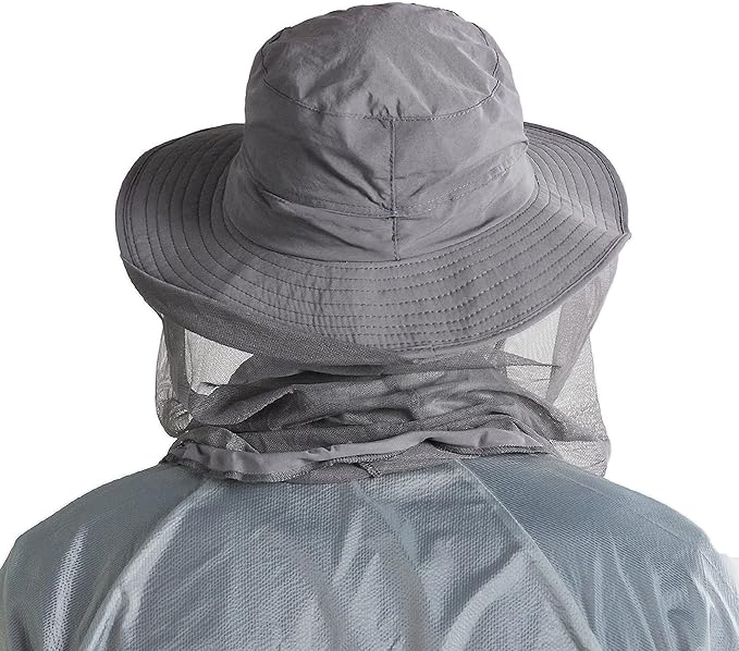 Fishing Hat Sun Protection Hat Mosquito Head Net for Outdoors Bucket Hat with Hidden Net Mesh