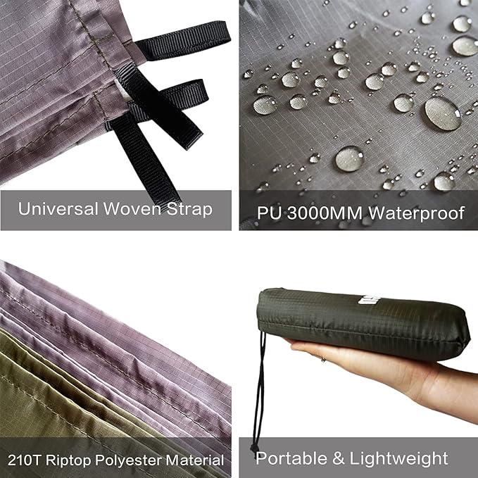 Tent Footprint, 1-4 Person Waterproof Camping Tarp Lightweight Ground Sheet Mat for Backpacking, Hiking, Beach, Picnic