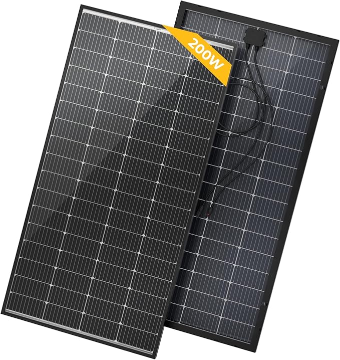 BougeRV Bifacial 200 Watts Mono 10BB Cell Solar Panel, 23% High-Efficiency Monocrystalline Module Work with 12 Volts Charger for RV Camping Home Boat Marine Off-Grid, 53.5 x 30.2 x 1.4 in
