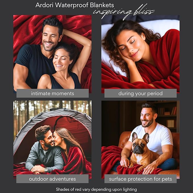 Waterproof Blanket King Size (Red & Black, 82x82") Absorbent, Leakproof Fleece Protector for Bed, Couch - Water Proof and Stain Resistant, Plush Throw Blankets, Moisture Repellant Top Cover, Throws