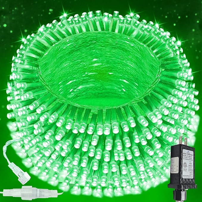 Upgraded Connectable 200 LED String Lights Indoor Outdoor, 66FT Green Halloween Lights Waterproof, 13 Modes Twinkle Fairy Lights Plug in Clear Wire for St. Patrick's Day, Bedroom, Classroom Decor