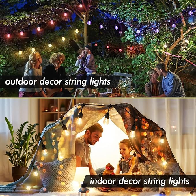Auroraworld Solar Outdoor RGB String Lights, 96FT Dimmable Patio String Lights for Patio