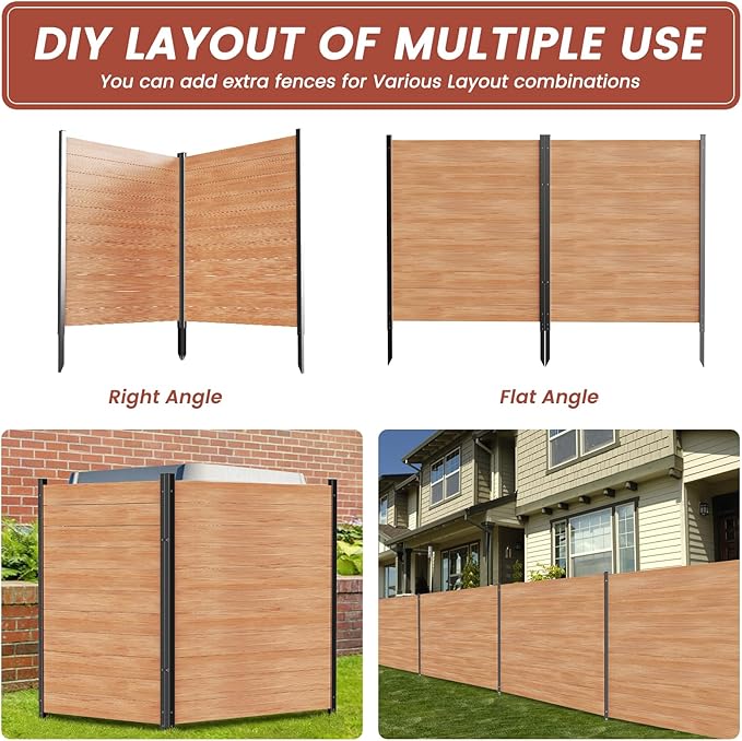 LILYPELLE 36in W x 44in H Air Conditioner Fence, 2 Panels Outdoor Wood Fence Privacy Screen with Metal Stakes, Outside Trash Can Pool Equipment Enclosure Panels Decorative Fences