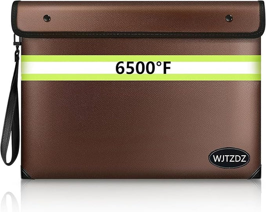 6500°F Fireproof Document Bag,Upgraded Fireproof Money Bag with Waterproof Zipper,10 Layers Heat Insulated Materials/Reflective Strip with Handle for Important Documents