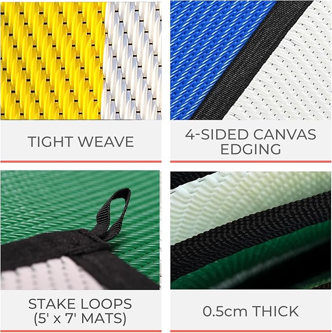 5x7 Red Outdoor RV Mat with Carry Bag – Extra Thick 5mm Recycled Poly Rug – Waterproof, Reversible, Heavy-Duty – Luxury Camping Mat for Patio, Beach, Campsite (Red with Carry Bag, 5'x7')