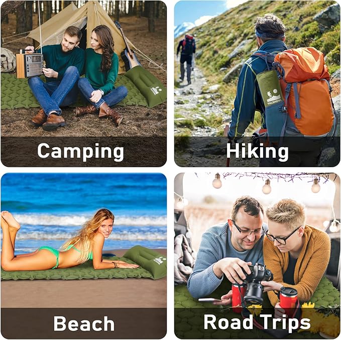 800g Ultralight Inflatable Sleeping Pad for Camping, with Foot Pump and Pillow, Compact Camping Mattress for Outdoors, Backpacking, Hiking