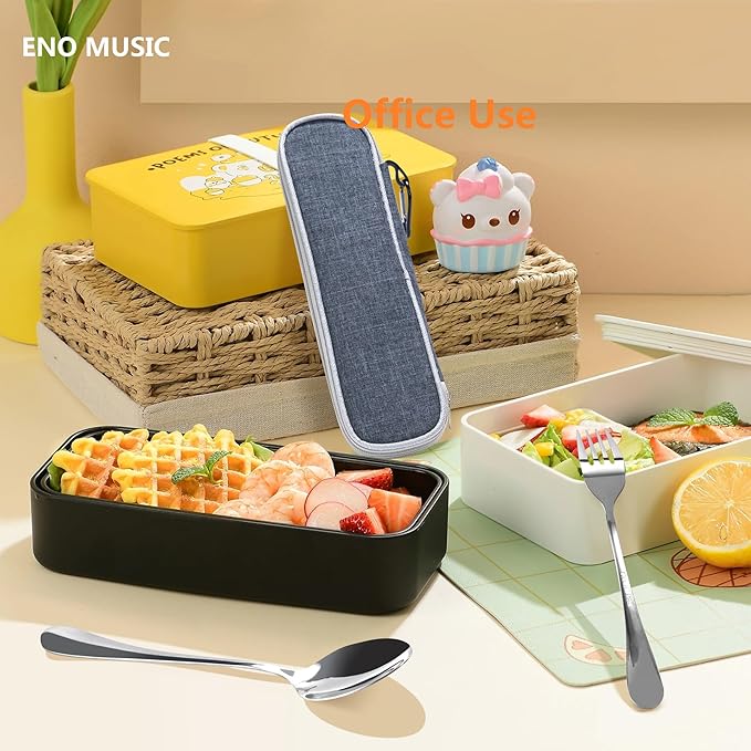 Portable Easy-taking Stainless Steel Spoons and Forks Set for Home Office or Ourtdoor Camping or Picnic Use with a Little Carry Bag