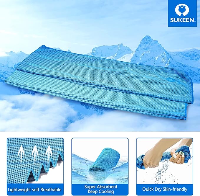 Sukeen Cooling Towel (40"x12"), Ice Towel Sets,Soft Breathable Chilly Towel,Microfiber Towel for Yoga,Sport,Running,Gym,Workout,Camping,Fitness,Workout & More Activities