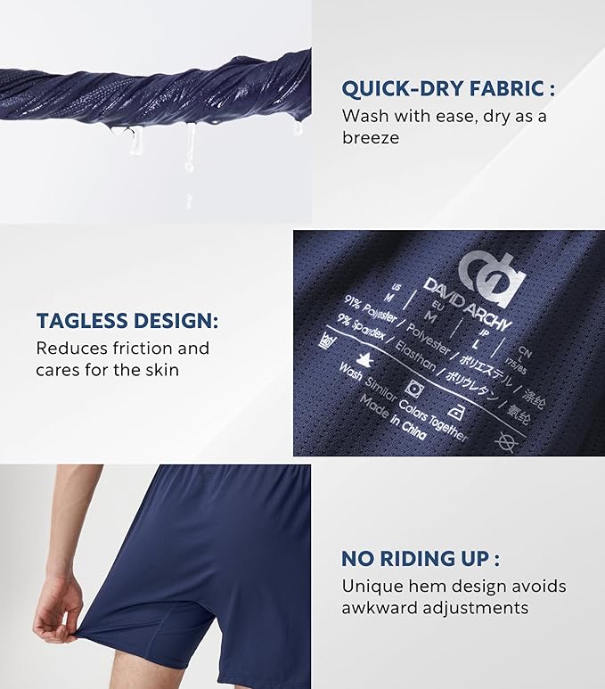 DAVID ARCHY Mens Boxer Shorts Underwear Quick Dry Breathable Mens Boxers Moisture Wicking Boxers for Men 3 or 5 Pack