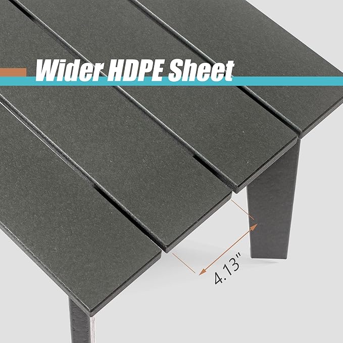 TORVA Outdoor Side Table, 17 x 18 x 18 Inch Patio Garden Coffee Table, Recyclable & Weather Resistant with High-Density PE Material(Black Color)