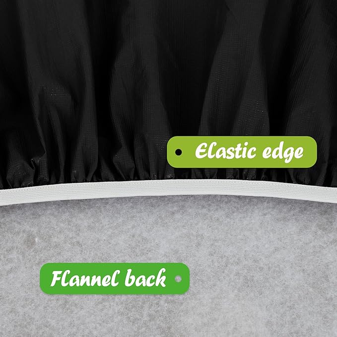 LUSHVIDA Round Waterproof Table Cover Elastic Vinyl Fitted Tablecloth Elastic Edged Plastic Table Cloth (Black, Best for Up to 45"-56" Round)