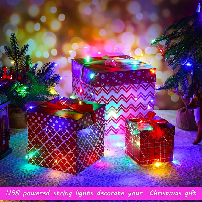 Macarrie 6 Pcs USB String Lights 33 ft 100 LED Fairy Lights Powered String for Christmas Indoor Outdoor Wedding Party Tree Home Festival Garden Decoration (Colorful)