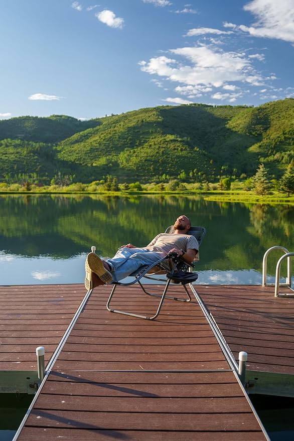 Heavy Duty Zero Gravity Chair with Adjustable Reclining, Extra Large Side Table, Gray 600D Polyester, Powder-Coated Steel Frame, 300 lbs Capacity (2)