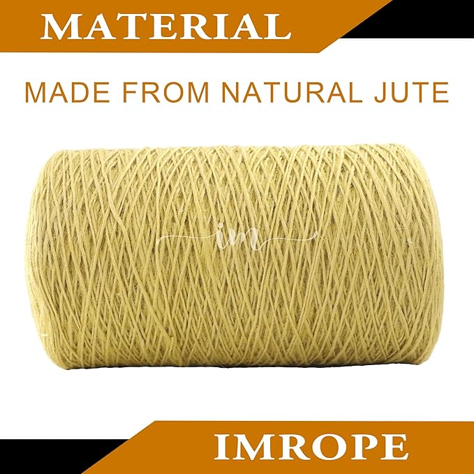 1mm x 5000 Feet Yellow Jute Rope, Twine for Gardening Tomato Climbing Plant Tie Floristry Crafts Gift Wrapping Packing Decor
