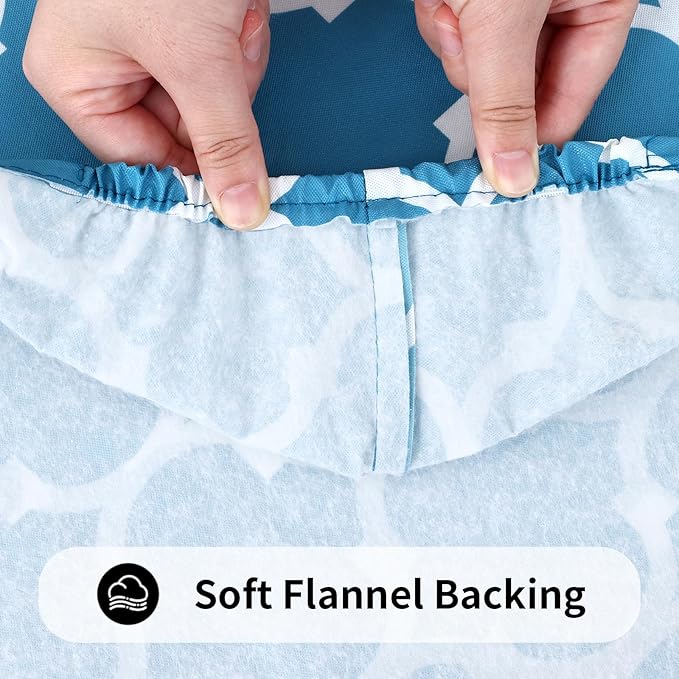 Smiry Rectangle Picnic Table Cover, Waterproof Elastic Fitted Camping Tablecloths for 6 Foot Tables, Wipeable Flannel Backed Vinyl Tablecloth Protector for Indoor, Outdoor (Light Blue, 30x72 Inches)