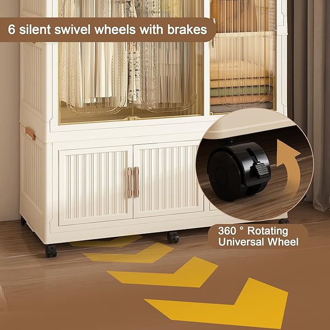 Collapsible Expandable Wardrobe Closet, Multi-Function Plastic Wardrobe,Wardrobes Storage Cabinet (7 Cubes +2 Hanging Rod)