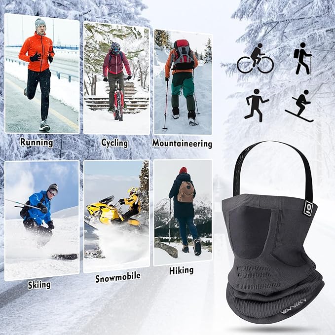 Winter Neck Warmer Gaiter Ski Face Mask, Breathable Fleece Balaclava Windproof Cold Weather Scarf