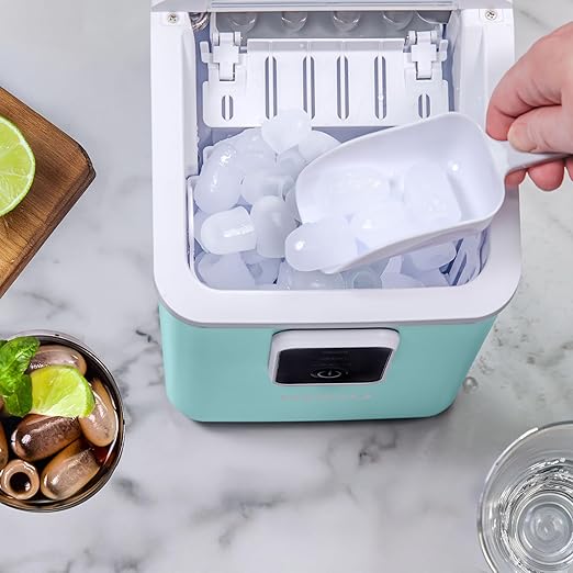 Igloo Self-Cleaning Countertop Ice Maker - Compact and Portable - Creates 26 lbs. Per Day, 8 Pieces Ready Every 7-8 Minutes - Includes Ice Scoop and Basket - Aqua