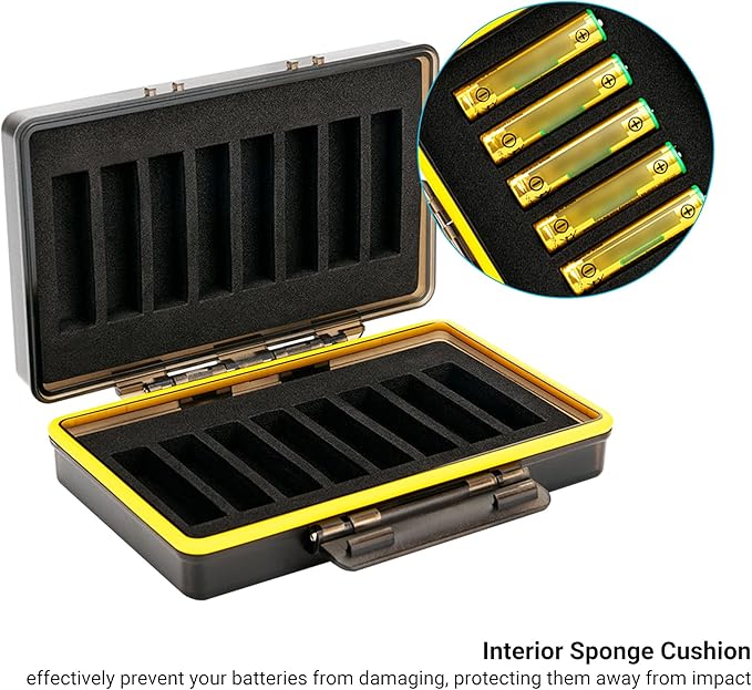 JJC 16 Slots AAA Battery Case, Shockproof & Water-Resistant Battery Storage Box Holder Organizer for 16 x AAA Battery, PC Shell Easy to Carry