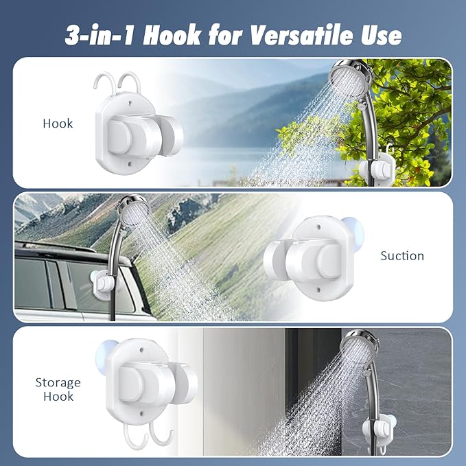 Portable Outdoor Shower, 2600mAh Battery Powered Camping Shower, Rechargeable Shower Pump with Adjustable Shower Head for Outdoor Shower Camp,Hiking Beach,Travel,Car Washing,Pet Bath,Garden