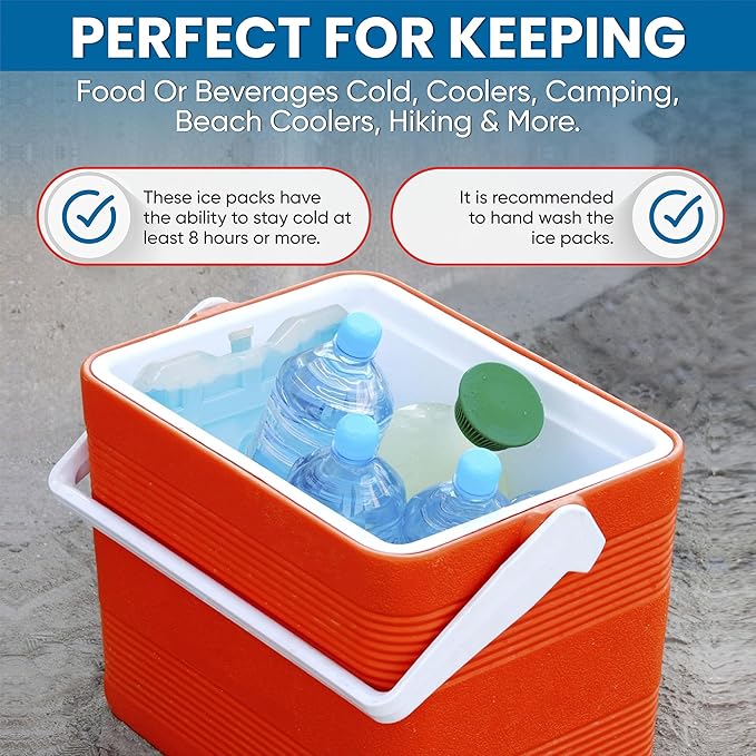 Reusable Jumbo Ice Pack - Long Lasting - Perfect for Keeping Food Or Beverages Cold, Coolers, Camping, Beach Coolers, Hiking & More, Clear Blue