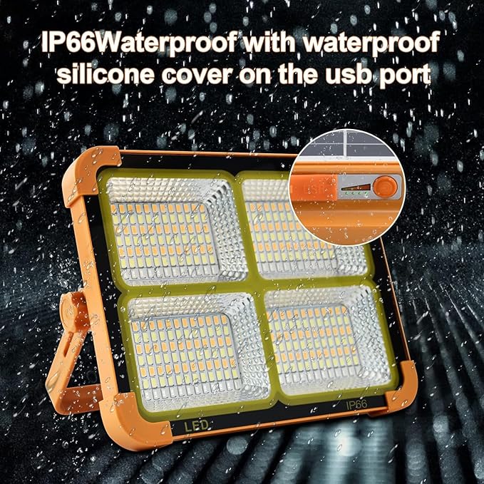 Portable LED Work Solar Light 100W 16500mAh 10000 LM with Stepless Brightness Job Site Battery Rechargeable LED Floor Light for Emergency Worklight for Hurricane Father's Day Gift