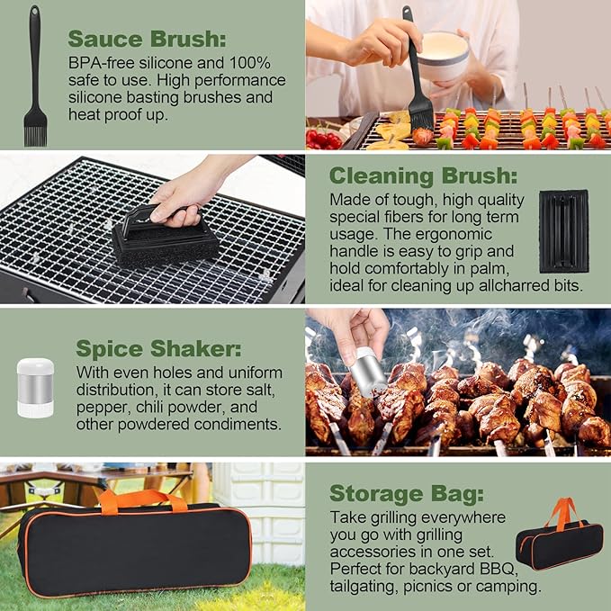 18PCS Griddle Accessories Kit, Flat Top Grill Accessories Set for Blackstone and Camp Chef, Grill Spatula Set with Enlarged Spatulas, Basting Cover, Scraper for Outdoor BBQ