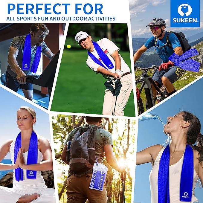 Sukeen Cooling Towel (40"x12"), Ice Towel Sets,Soft Breathable Chilly Towel,Microfiber Towel for Yoga,Sport,Running,Gym,Workout,Camping,Fitness,Workout & More Activities