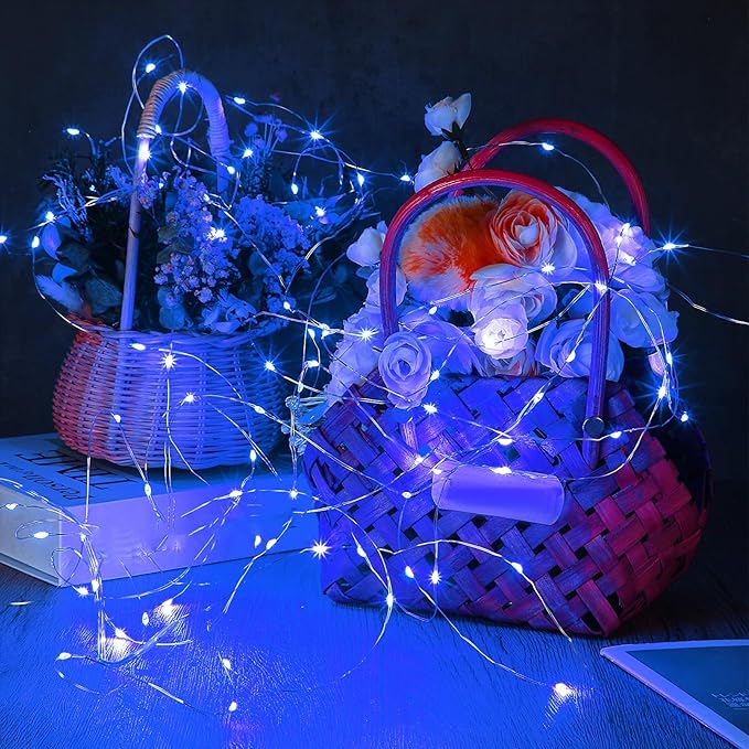 Macarrie 6 Pcs USB String Lights 33 ft 100 LED Fairy Lights Powered String for Christmas Indoor Outdoor Wedding Party Tree Home Festival Garden Decoration (Blue)