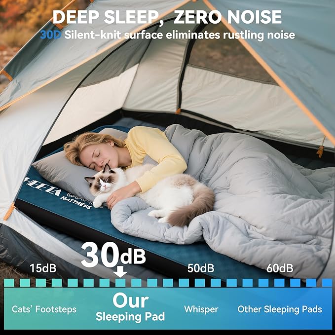 HEETA Self Inflating Sleeping Pad with Electric Pump, 4" Ultra Thick Memory Foam Camping Mattress, 9.5 R-Value Insulated Sleeping Mat, Easy to Inflate & Deflate for Camping Car Travel Tent Cot Bed