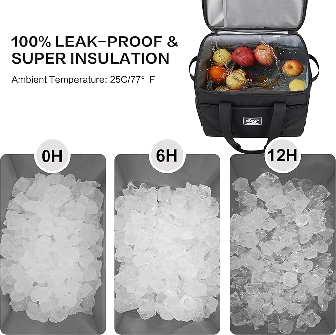 SUNUP 48 Cans Soft Sided Insulated Cooler Bag, Collapsible Large Ice Chest, Portable Leak-Proof Cooler for Travel, Camping, Beach, Grocery