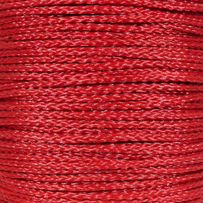 Hollow Braid Polypropylene Rope (1/4 Inch, 50 Feet, Red) - Barrier Rope - Trail Marking, Crowd Control, Golf Courses