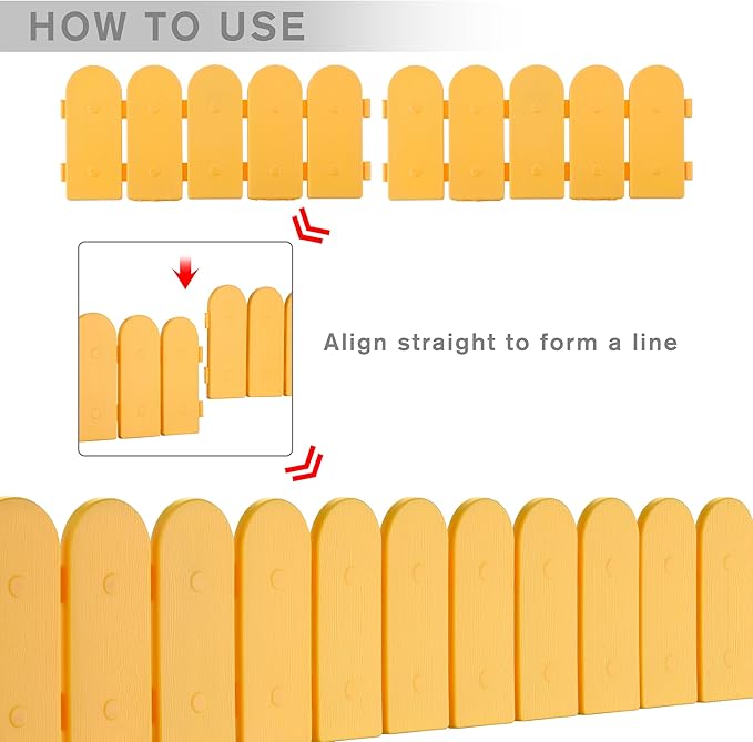 Evelyne Garden Border Edging: Wooden Fence Design - 8pcs Timber Yard Landscaping Fence Liner Lawn Edge Barrier - 10ft Kit of Decorative Lawn Landscape Panels Elements -Landscaping Edging-GMT-10374-C08