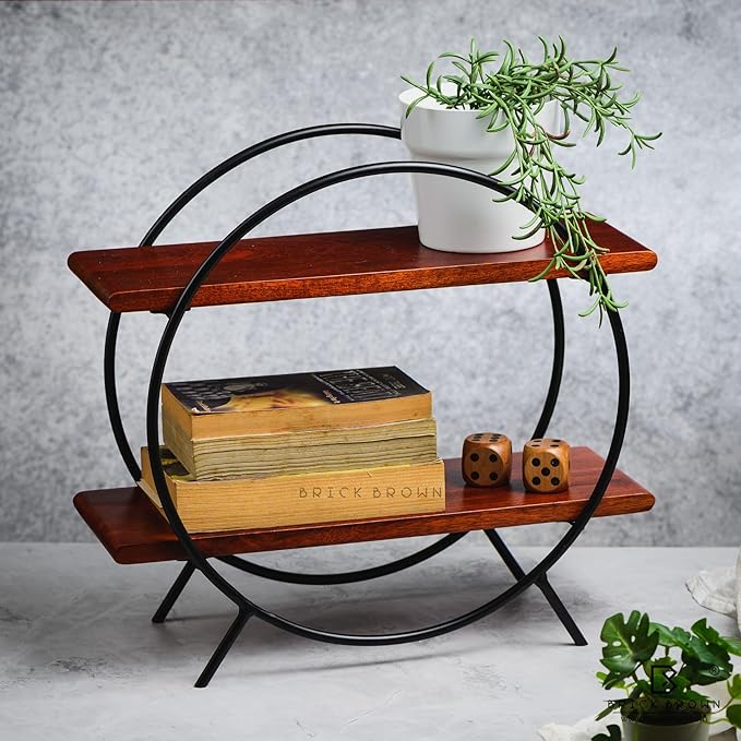 Premium Circular Kitchen Organizer Rack/Kitchen Storage Rack/Spice Rack/Wooden Organizer in Mahogany Finish (Self Assembly) (15X16X7 INCH)