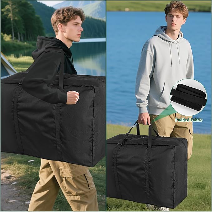 Tent Storage Bag, Heavy Duty Waterproof Tent Pole Bag with Padded Handles for Camping Sports Various Party Tent Canopy, 32" Lx W16.1"x24"H, Black